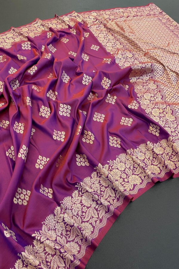 Magenta Soft Silk Banarasi Saree With Zari Weaving Work