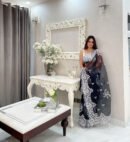 Black Color Organza Silk Saree With Embroidery Work