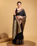 Black Color Banarasi Silk Saree With Zari Weaving Work