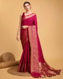 Magenta Color Banarasi Silk Saree With Zari Weaving Work