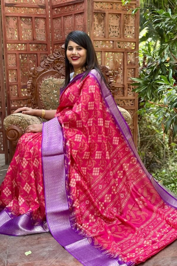 Pink New Design Digital Printed Soft Cotton Saree