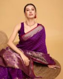 Purple Color Banarasi Silk Saree With Zari Weaving Work