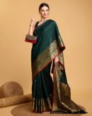 Bottle Green Color Banarasi Silk Saree With Zari Weaving Work