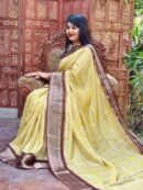 Yellow New Design Digital Printed Soft Dola Silk Saree