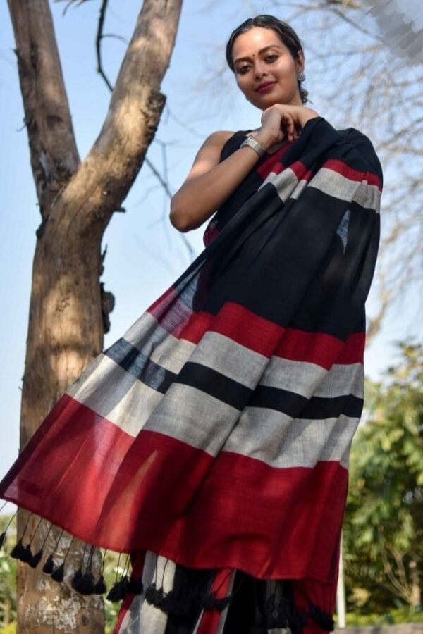 Multi Color Office Wear Khadi Cotton Saree