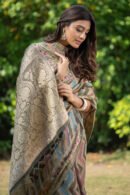 Multi Color Organza Silk Saree With Zari Weaving Work