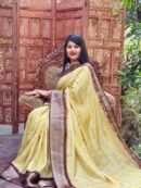 Yellow New Design Digital Printed Soft Dola Silk Saree