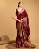 Maroon Color Banarasi Silk Saree With Zari Weaving Work