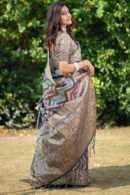 Multi Color Organza Silk Saree With Zari Weaving Work