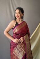 Maroon Color Banarasi Silk Saree With Zari Weaving Work