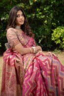 Pink Color Organza Silk Saree With Zari Weaving Work