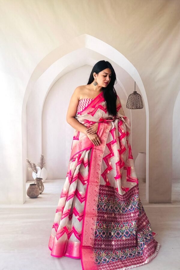 Multi Soft Dola Silk Saree With Digital Printed Work