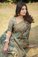 Multi Color Organza Silk Saree With Zari Weaving Work