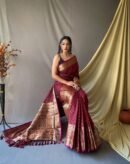 Maroon Color Banarasi Silk Saree With Zari Weaving Work