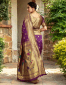 Magenta Paithani Silk Saree With Zari Weaving Work