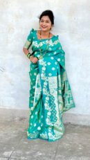 Firoji Color Banarasi Silk Saree With Zari Weaving Work