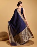 Navy Blue Color Banarasi Silk Saree With Zari Weaving Work