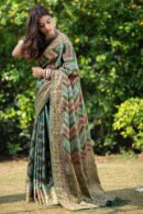 Multi Color Organza Silk Saree With Zari Weaving Work