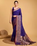 Violet Color Banarasi Silk Saree With Zari Weaving Work