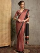 Brown Fancy Ajrakh Printed Crepe Silk Saree