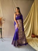 Violet Color Banarasi Silk Saree With Zari Weaving Work