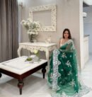 Green Color Organza Silk Saree With Embroidery Work