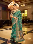 Rama Green Soft Organza Silk Saree With Zari Weaving Work