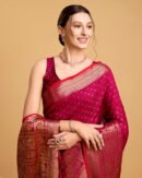 Magenta Color Banarasi Silk Saree With Zari Weaving Work