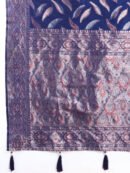 Navy Blue Traditional Banarasi Silk Saree With Zari Weaving Work