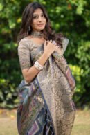 Multi Color Organza Silk Saree With Zari Weaving Work