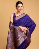 Violet Color Banarasi Silk Saree With Zari Weaving Work
