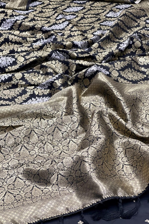 Black Premium Banarasi Katan Silk Saree With Zari Weaving Work