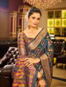 Firoji Soft Organza Silk Saree With Zari Weaving Work