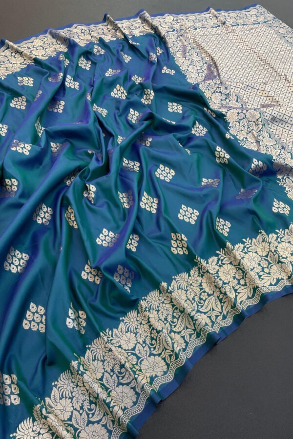 Firoji Soft Silk Banarasi Saree With Zari Weaving Work