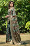 Multi Color Organza Silk Saree With Zari Weaving Work