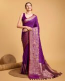 Purple Color Banarasi Silk Saree With Zari Weaving Work