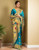 Firoji Paithani Silk Saree With Zari Weaving Work