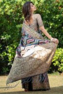Multi Color Organza Silk Saree With Zari Weaving Work