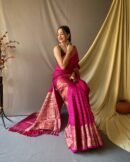 Magenta Color Banarasi Silk Saree With Zari Weaving Work