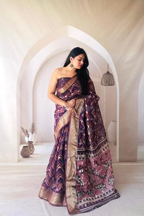 Multi Soft Dola Silk Saree With Digital Printed Work