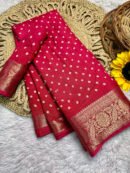 Pink Dola Silk Bandhej Saree With Zari Border