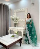 Green Color Organza Silk Saree With Embroidery Work