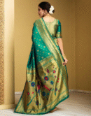 Rama Green Paithani Silk Saree With Zari Weaving Work