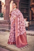 Pink Color Soft Organza Silk Saree With Zari Weaving Work